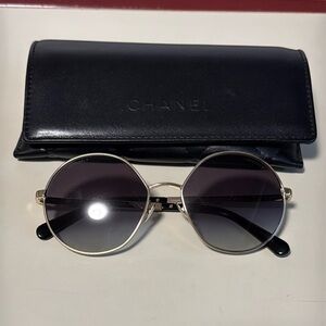 Chanel Black and Gold Women's Sunglasses